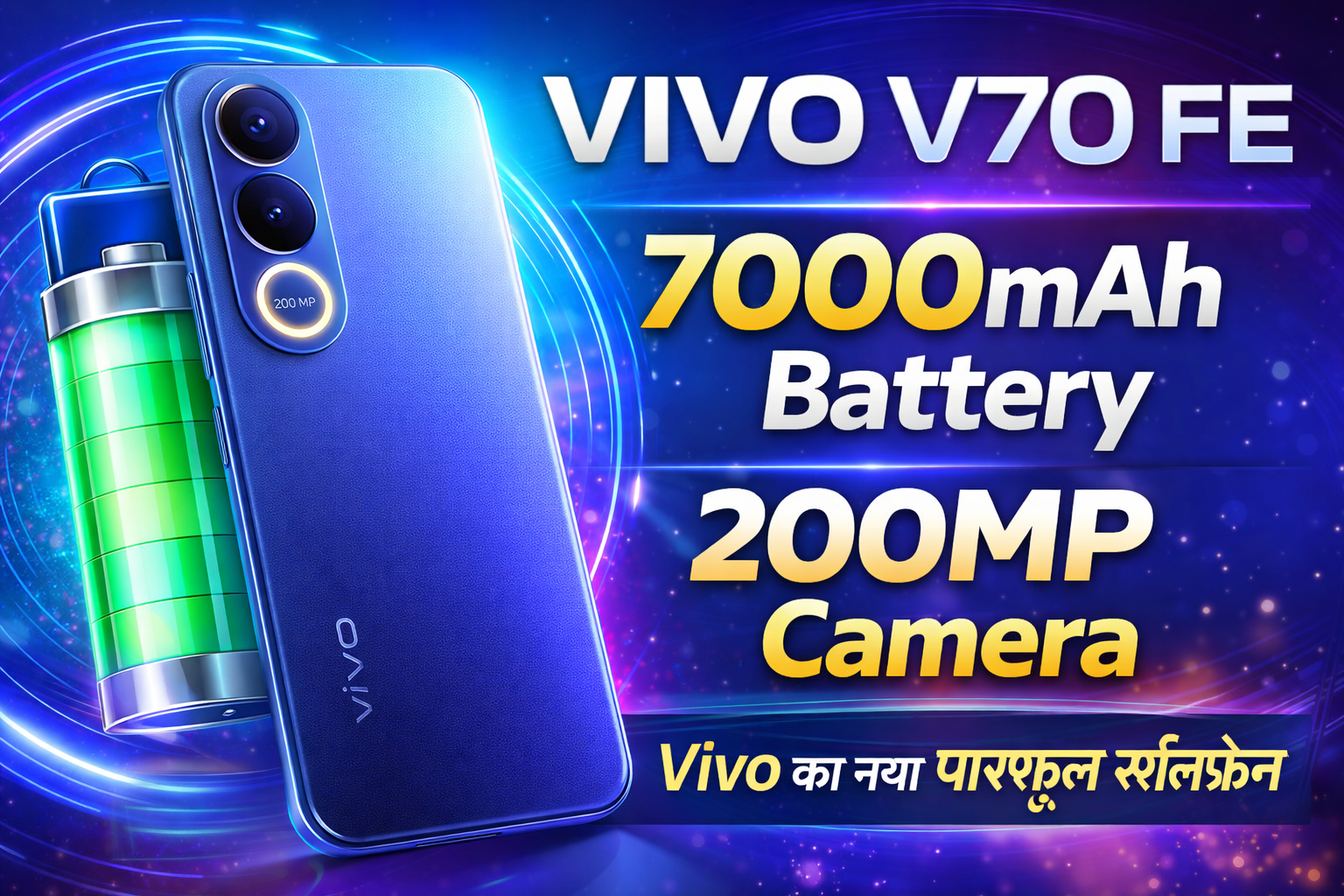 Vivo का नया V70 FE स्मार्टफोन लॉन्च: 7000mAh बैटरी और 200MP कैमरे के साथ दमदार एंट्री